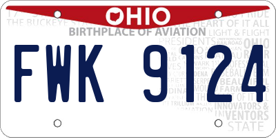OH license plate FWK9124