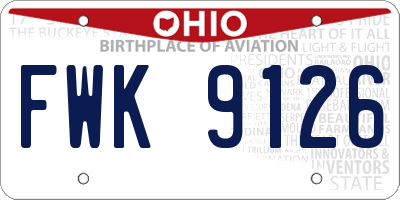 OH license plate FWK9126