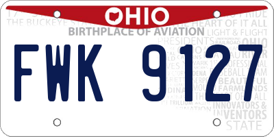 OH license plate FWK9127