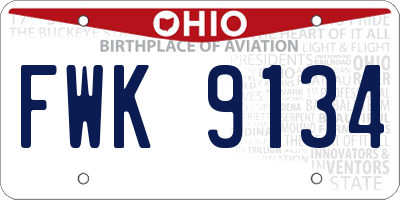 OH license plate FWK9134