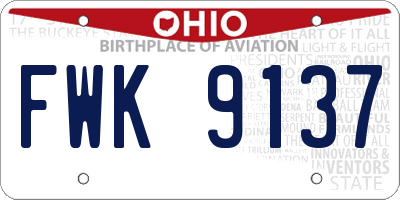OH license plate FWK9137