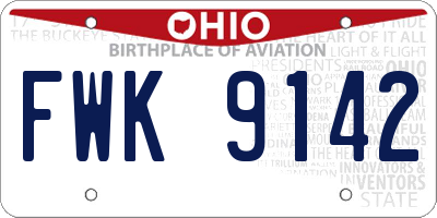 OH license plate FWK9142