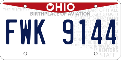 OH license plate FWK9144