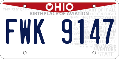 OH license plate FWK9147