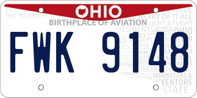 OH license plate FWK9148