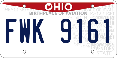 OH license plate FWK9161