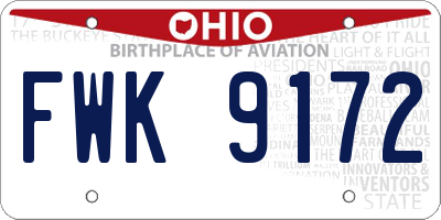 OH license plate FWK9172