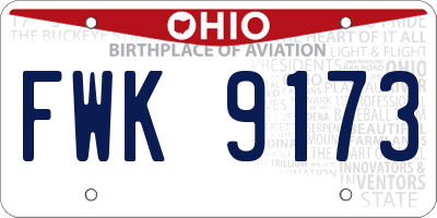 OH license plate FWK9173