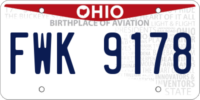 OH license plate FWK9178