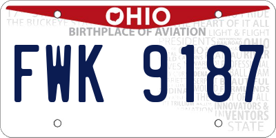 OH license plate FWK9187