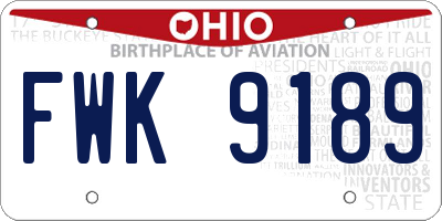 OH license plate FWK9189