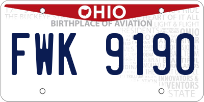 OH license plate FWK9190