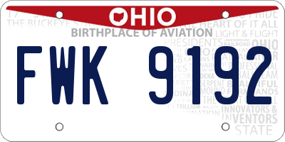 OH license plate FWK9192