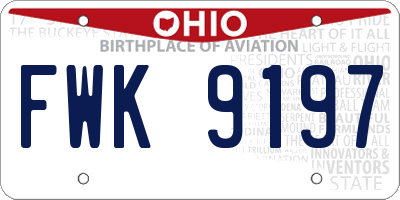 OH license plate FWK9197