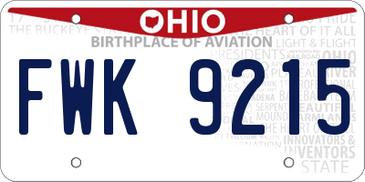 OH license plate FWK9215