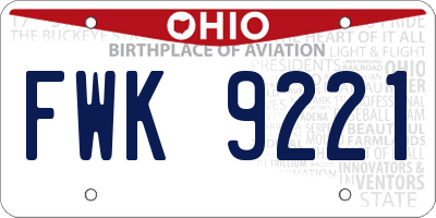 OH license plate FWK9221