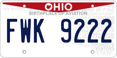 OH license plate FWK9222