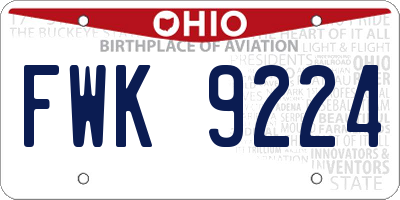 OH license plate FWK9224