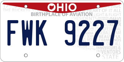 OH license plate FWK9227
