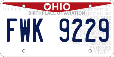 OH license plate FWK9229