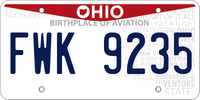 OH license plate FWK9235