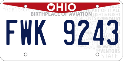 OH license plate FWK9243