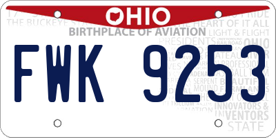 OH license plate FWK9253