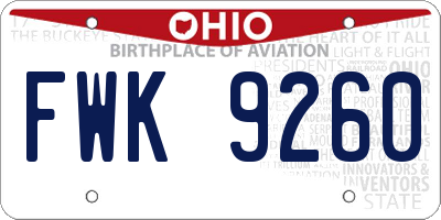 OH license plate FWK9260