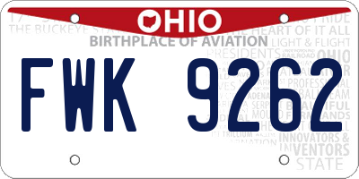OH license plate FWK9262