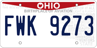 OH license plate FWK9273