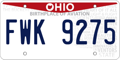 OH license plate FWK9275