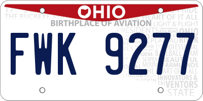 OH license plate FWK9277