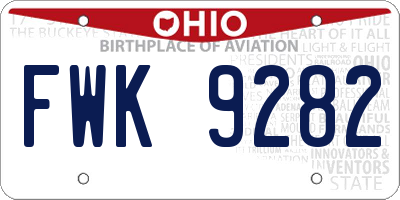 OH license plate FWK9282