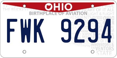 OH license plate FWK9294
