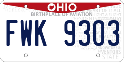 OH license plate FWK9303