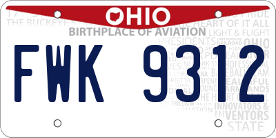 OH license plate FWK9312