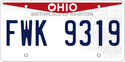 OH license plate FWK9319
