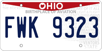 OH license plate FWK9323