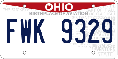 OH license plate FWK9329
