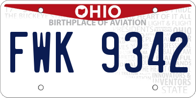 OH license plate FWK9342