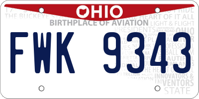 OH license plate FWK9343