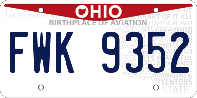 OH license plate FWK9352
