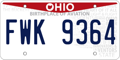 OH license plate FWK9364
