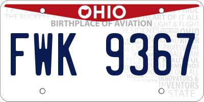 OH license plate FWK9367