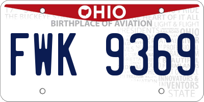 OH license plate FWK9369