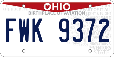 OH license plate FWK9372
