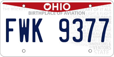 OH license plate FWK9377