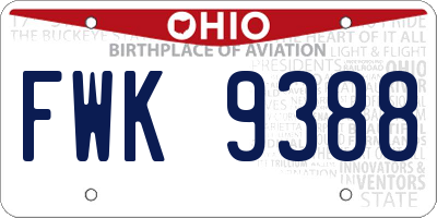 OH license plate FWK9388