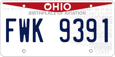 OH license plate FWK9391