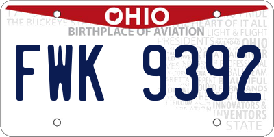 OH license plate FWK9392